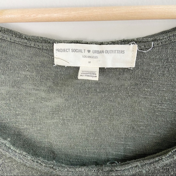 Urban Outfitters Project Social T Olive Green Knit Long Sleeve Top - Picture 3 of 4